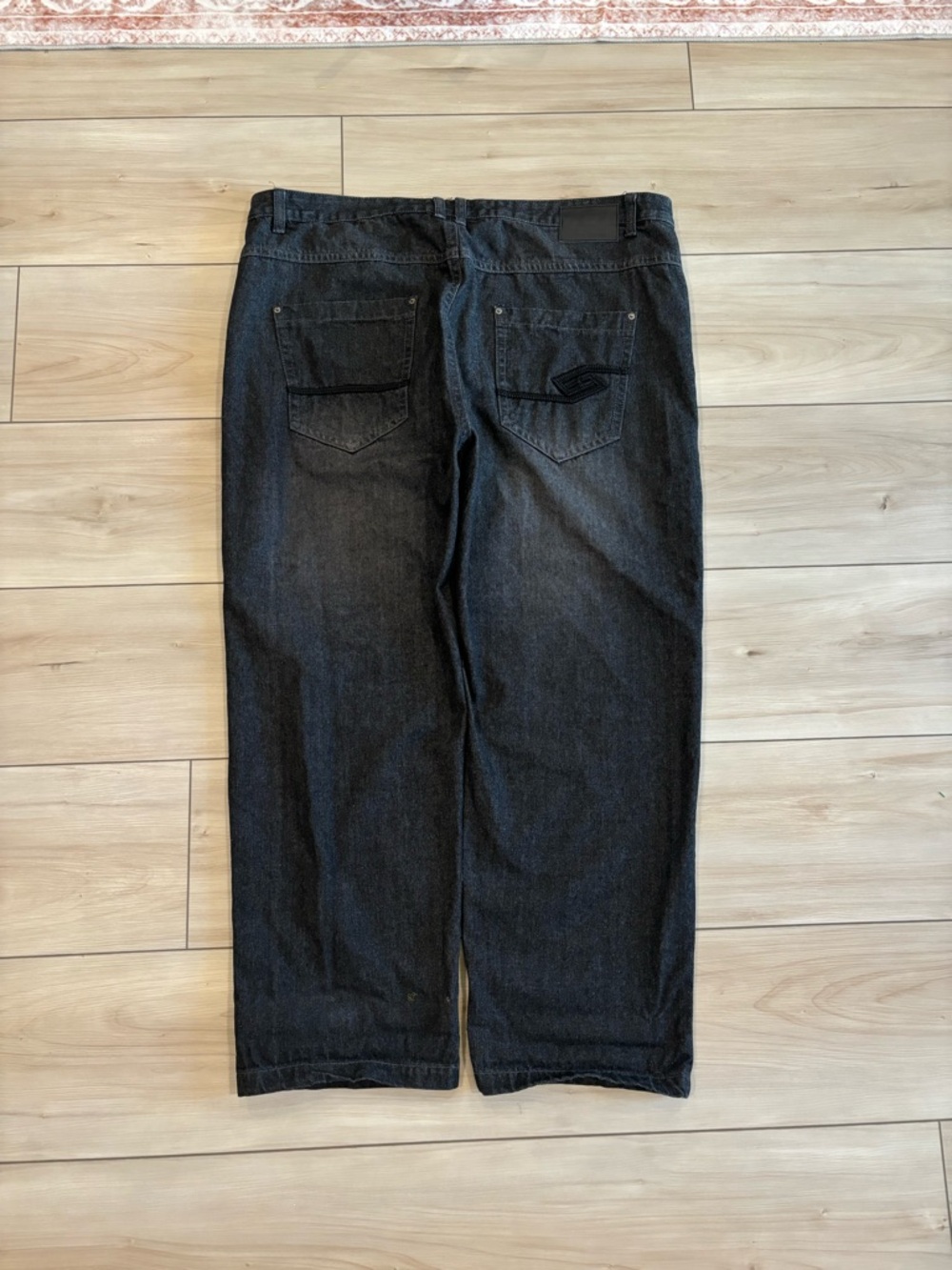 Enyce crazy baggy Y2K embroidered black denim Men's Relaxed Fit Jeans